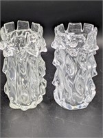 (X2) BRUTALIST ART GLASS VASES, CLEAR