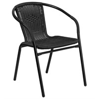 Flash Furniture Rattan Stack Chairs, Black Set Of4