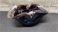 Murano Art Glass Purple & Gold Bowl 8.5" X 5"