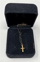 14K YELLOW GOLD CROSS & CHAIN: