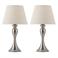 HAITRAL Modern Table Lamps, Set of 2 Bedside Lamps