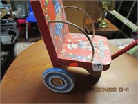 Vtg. Wooden Doll Stroller Push Toy