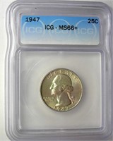1947 Quarter ICG MS66+ LISTS $120