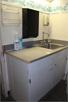 Sink unit with cabinet, light, paper dispenser