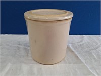 White Stoneware Crock W/ Lid