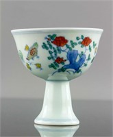 Ducai Chicken Stem Porcelain Cup Chenghua Mark