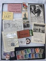 WWII German lot of Stamps Postcards and others