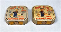 (2) Tin Litho Popeye Dime Register Banks