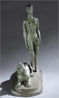 "Leopard Woman" After Erte, Bronze.