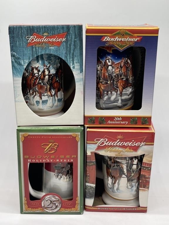 Four Christmas Anheuser Busch Mugs