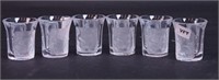 Six crystal shot glasses, 2" high, marked