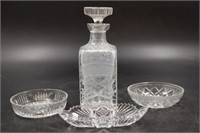 COLLECTION OF CRYSTAL DECANTOR AND DISHES