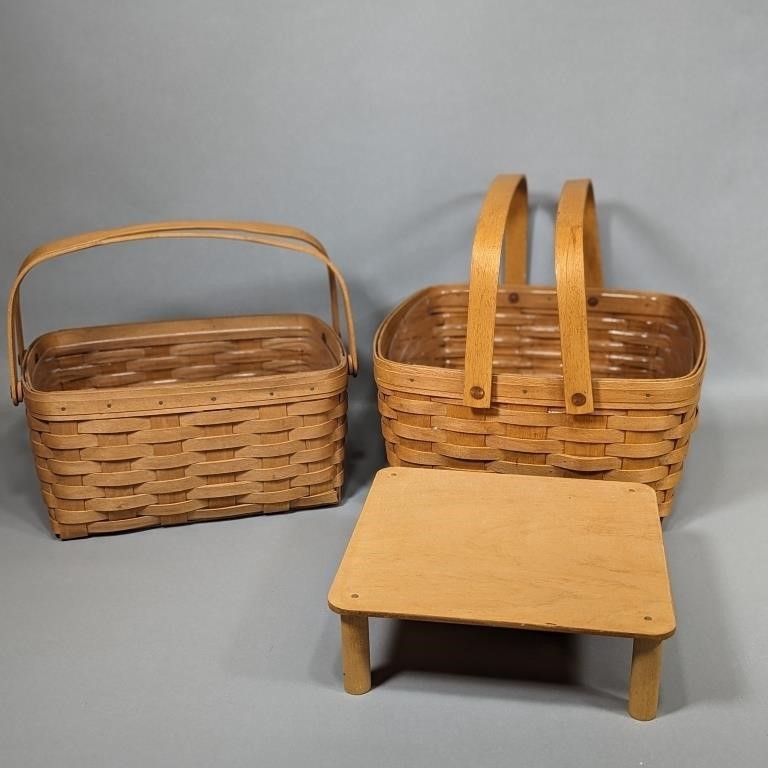 Longaberger Pie Basket and Riser, Lunch Box Basket