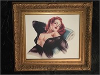 Pinup Girl Framed Print, approx 33x30 inches