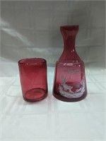 Vintage cranberry glass Mary Greogory water set