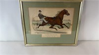 1882 Framed Currier & Ives Horse Racing Lithograph