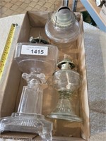 3 Vintage Kerosene Lamps - 1 is Chipped on Bottom