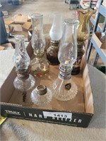 6 Vintage Miniature Kerosene Lamps
