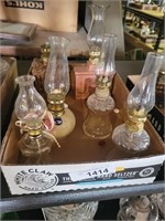 6 Vintage Miniature Kerosene Lamps