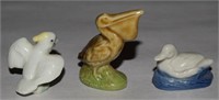 (3) Vtg Wade Whimsies Porcelain Figures: Pelican +