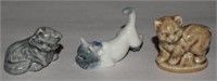 (3) Vtg Wade Whimsies Porcelain Cats Figures: