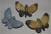 (3) Vtg Wade Whimsies Porcelain Butterfly Figures