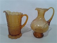 (2) Vtg. Amber Pitchers