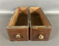 Two Antique Wooden Sewing Machine Drawers