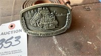 Union Pacific Buckle and Leather Belt