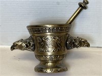 VTG HEAVY 3 POUND BRASS DOUBLE EAGLE MORTAR AND