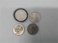 (4) Peace silver dollars