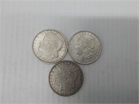(3)  1921 Morgan silver dollars