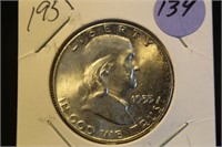 1955 Uncirculated Franklin Silver Half Dollar