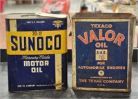 2GAL "Sunoco" & "Valor" Motor Oil Cans