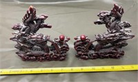 2 Vintage Chinese Red Resin Lucky Dragon