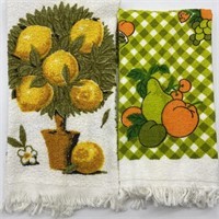 2 Vintage Kitchen Towels w/Fruit Design
