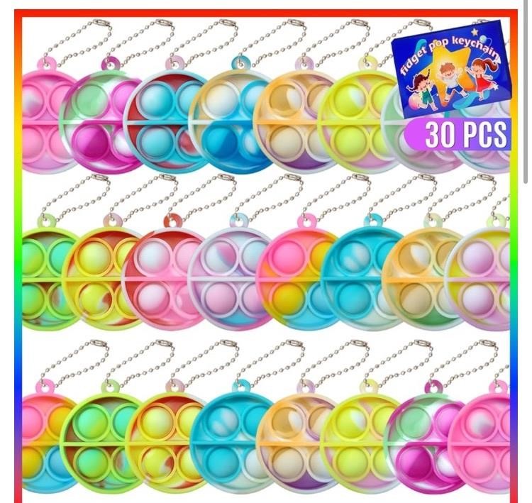 Fidget pop keychain 30 pack for party gifts