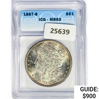 1887-S Morgan Silver Dollar ICG MS63