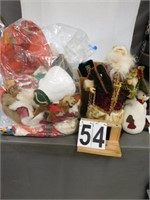 Box Of Holiday Items Includes Santa Figure -