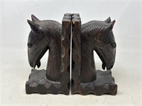 Wooden horse bookends