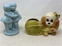 Vintage puppy and yarn planter, possibly HULL a