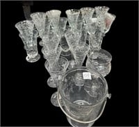 (20+) Etched Crystal Glasses & Etched Ice Bucket