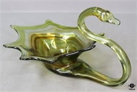 Art Glass Swan Dish