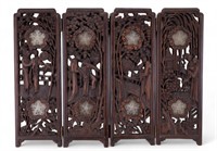 Chinese Carved Wood Threefold Table Screen