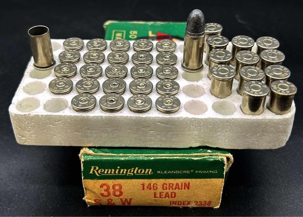 Vintage Remington 38 Ammo 13 Rounds & Brass