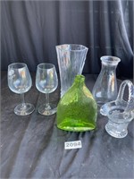 Random Glassware Green Vase & More