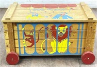 Vintage Children's Rolling Wood Toy Wagon