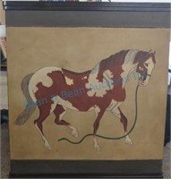 Horse painted on leather