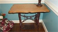 Antique singer sewing machine base w/ oak top