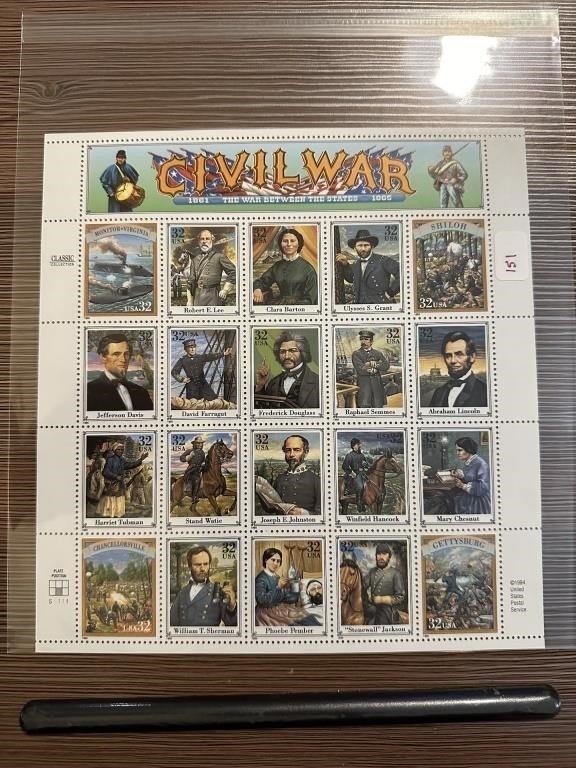 CIVIL WAR QTY 20 STAMPS 1 SHEET